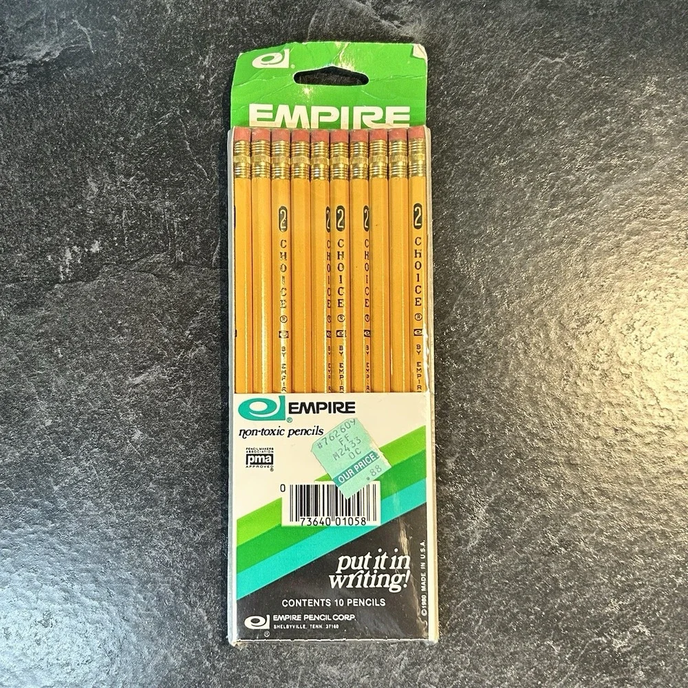 1980 Empire Pencils Non Toxic No‎ 2 Choice Shelbyville TN 10 Pack Sealed